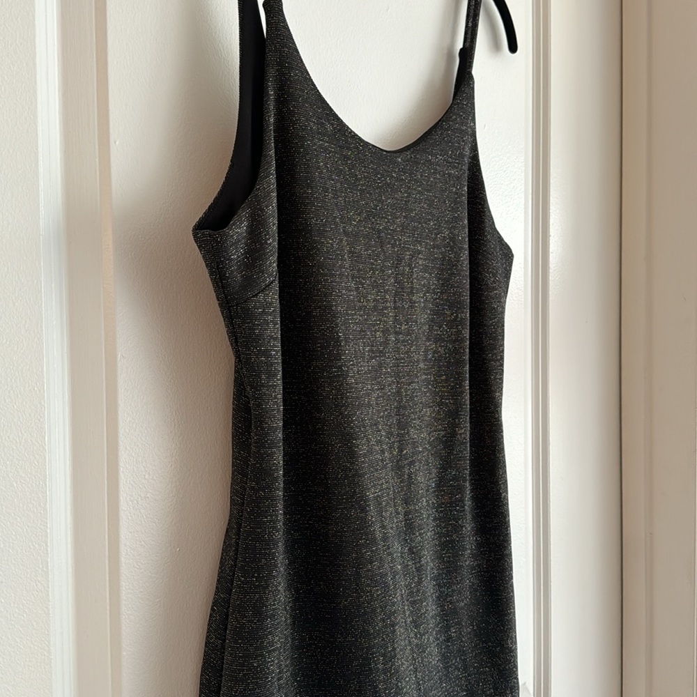 Low-back Black, Shimmer Strappy Dress